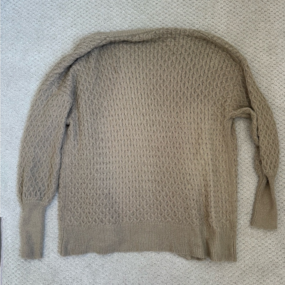 Rylee + Cru Textured Knit Open Front Cardigan Sweater Taupe Size S - Picture 7 of 8